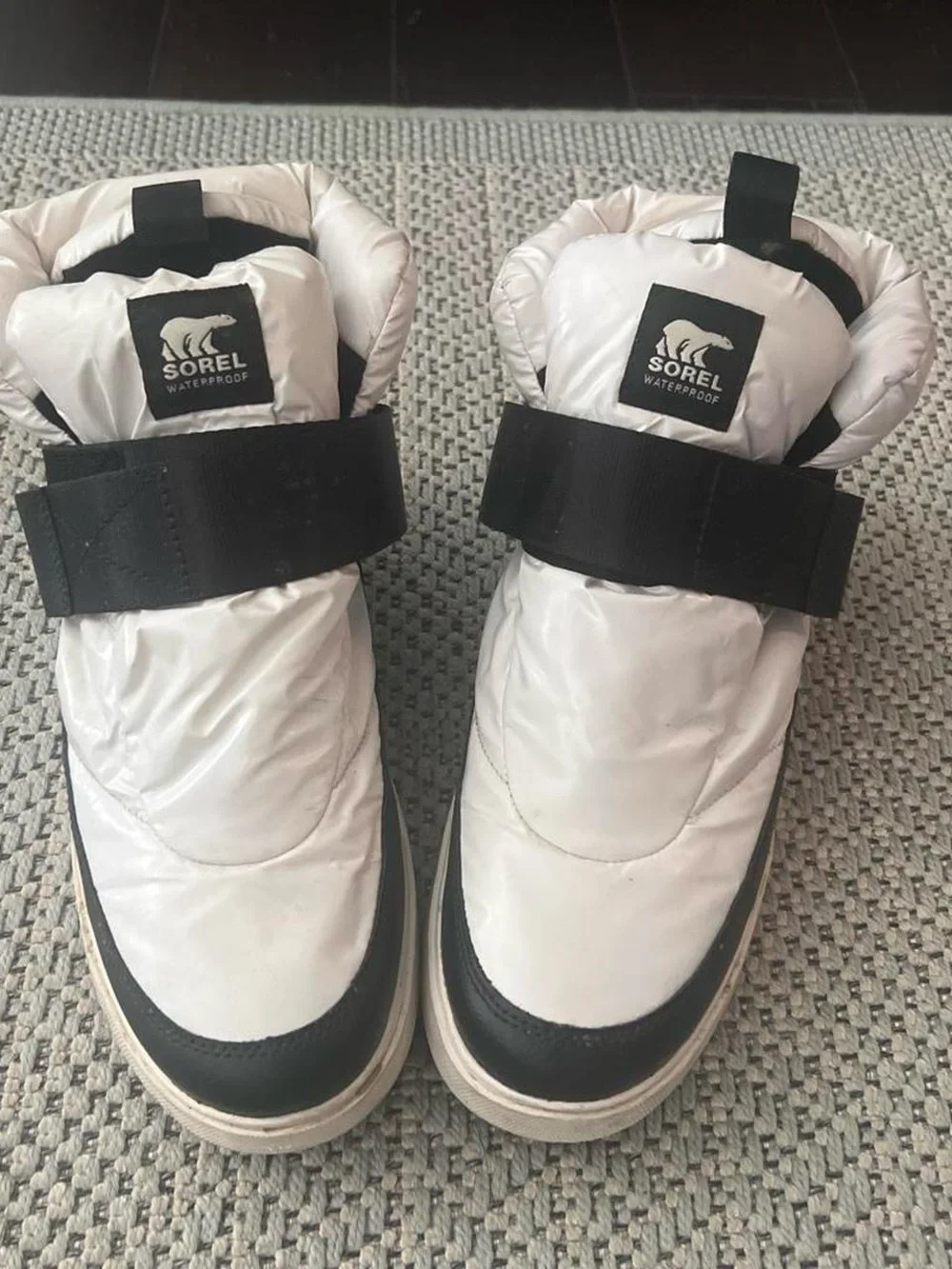 Sorel Kids White and Black Waterproof Snow Boots
